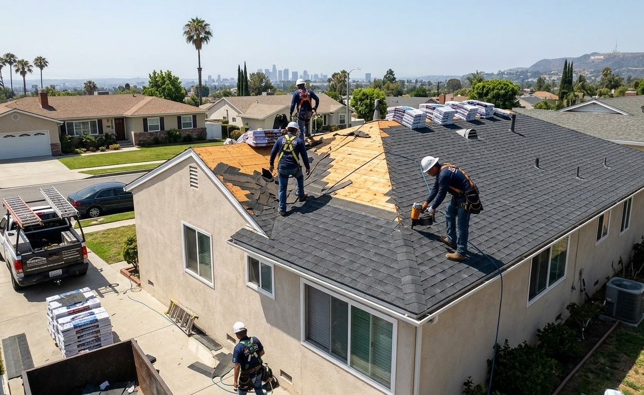 Los Angeles roof replacement in progress